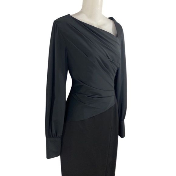NWOT Reiss black asymmetric neckline blouson sleeve dress BB22 - Picture 6 of 14
